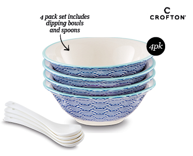 Asian Inspired Spoons & Dipping Bowls 4pk