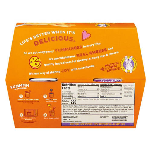 Real Aged Cheddar Macaroni & Cheese Cups, 4 count
