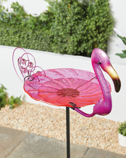 Bird Box Flamingo Bird Bath
