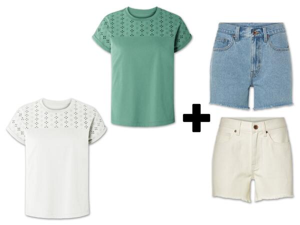 Damen T-Shirt + Jeansshorts