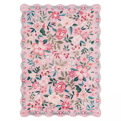 3' x 4' Washable Scalloped Accent Rug - Modern Floral