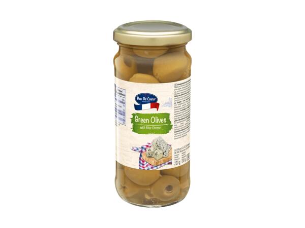 Grüne Oliven mit Blauschimmelkäse