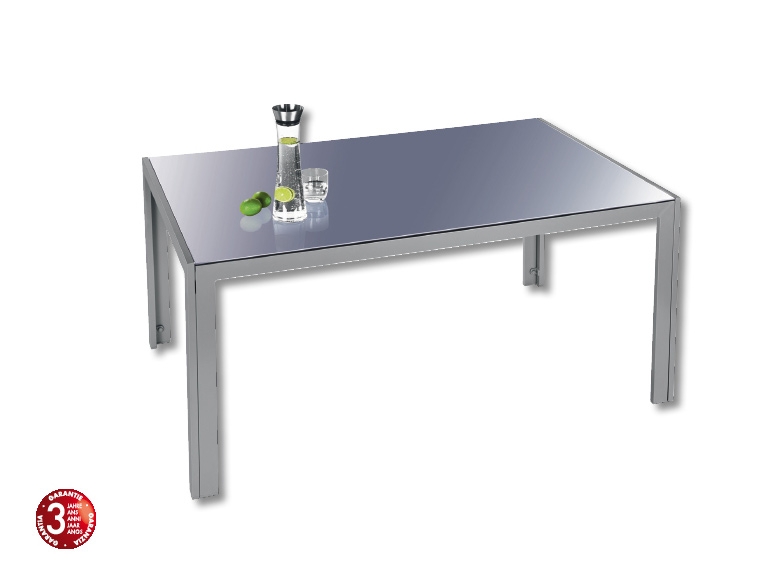 Table en verre et aluminium