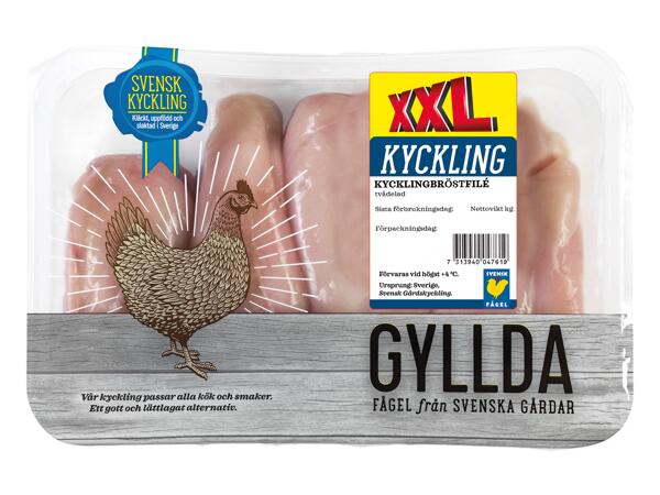 Färsk tvådelad kycklingbröstfilé