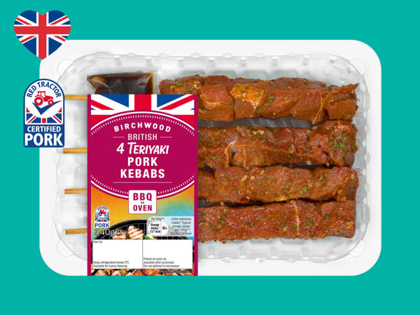 Birchwood 4 Teriyaki British Pork Kebabs
