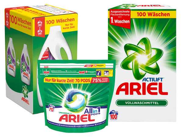 Ariel Waschmittel Pulver 6,5 kg, Gel 2x 2,75 l oder Pads 70 Stk.