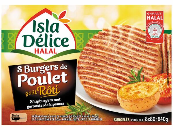Isla Délice 8 burger de poulet goût rôti Halal