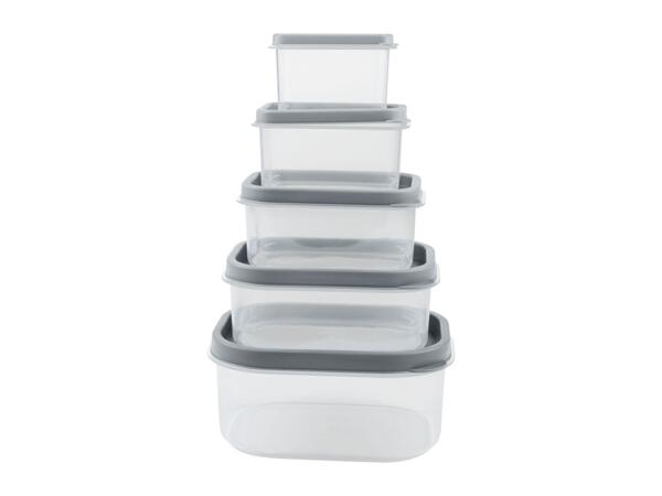 Livarno Home Food Storage Container Set - 5 Piece Set - Rectangular Grey