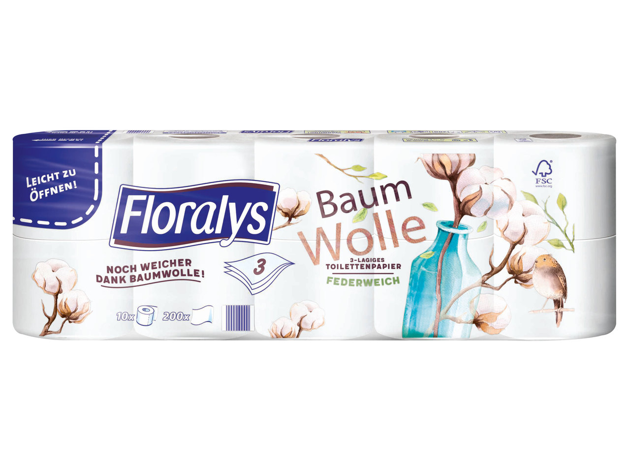 FLORALYS Toilettenpapier mit Baumwollfasern