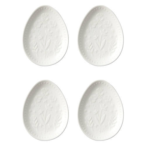 4 Pack Easter Themed Appetizer Plates, White