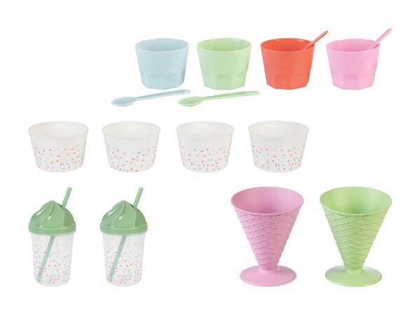 Gobelets pour glace, 4 pièces/​gobelets coniques pour glace, 2 pièces/​gobelets avec paille, 2 pièces