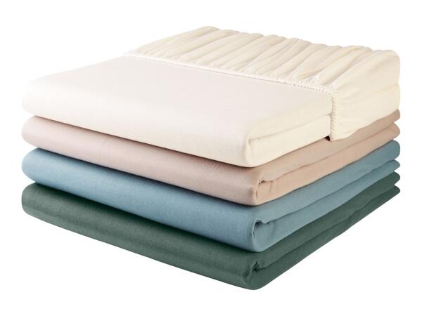 Livarno Home Beige Jersey Fitted Sheet - Single