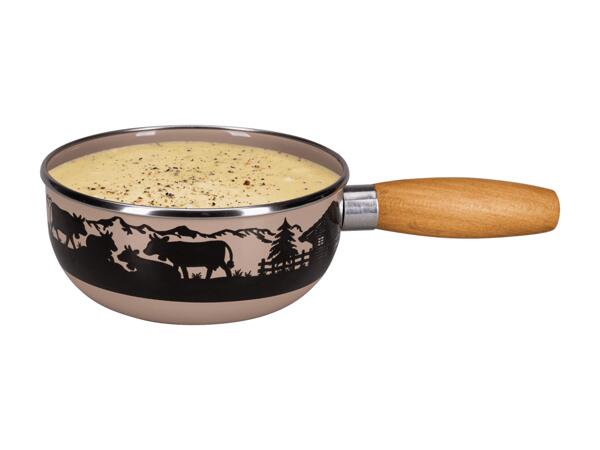 Caquelon pour fondue au fromage en émail "Pâturage alpin"