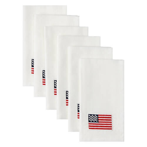 17"X 17" Americana Napkins - Flag, 6 pack
