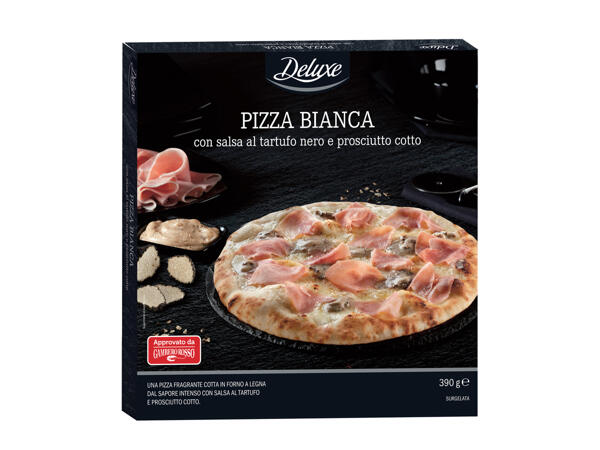White Pizza with Black Truffle Sauce and Cooked Ham