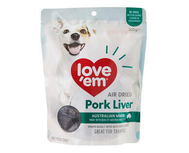 Love 'Em Pork Liver Dog Treats 200g