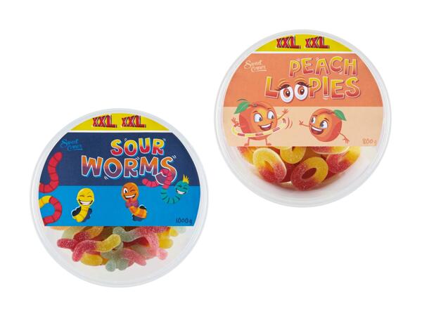 Sour worms/​​anneaux de pêches XXL