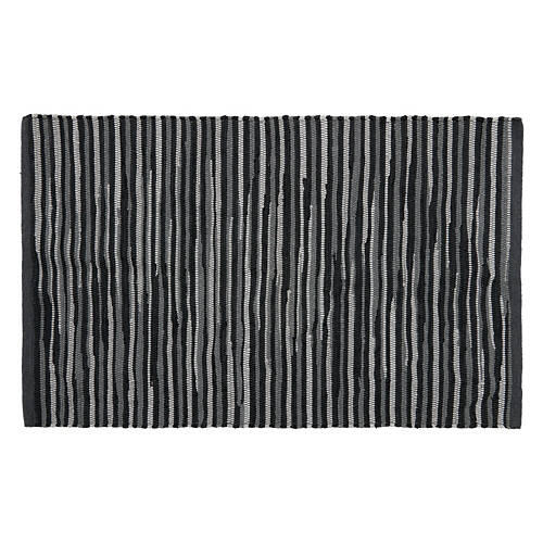 30" x 46" Hand Woven Chindi Rug - Black