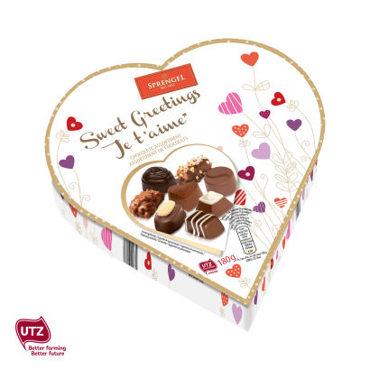 Valentinschokolade i hjerteæske