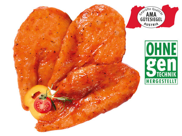 Frische Hendl-Brustschnitzel mariniert