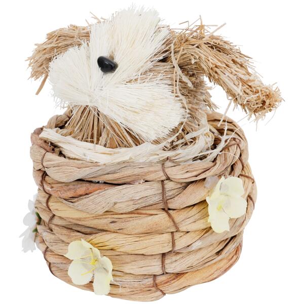 Lapin de pâques dans panier en osier