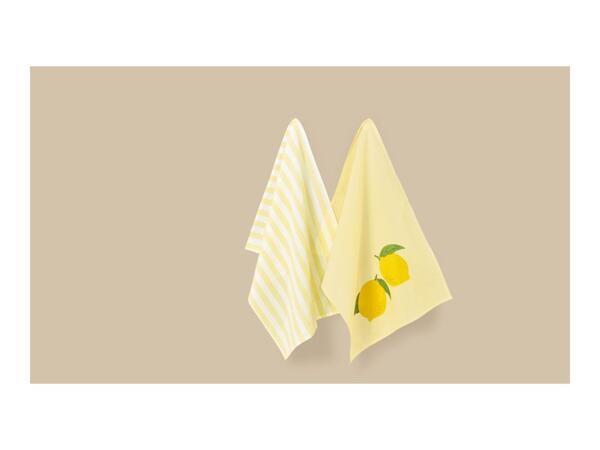LIVARNO Tea Towels With Lemon Design - 2 Pack