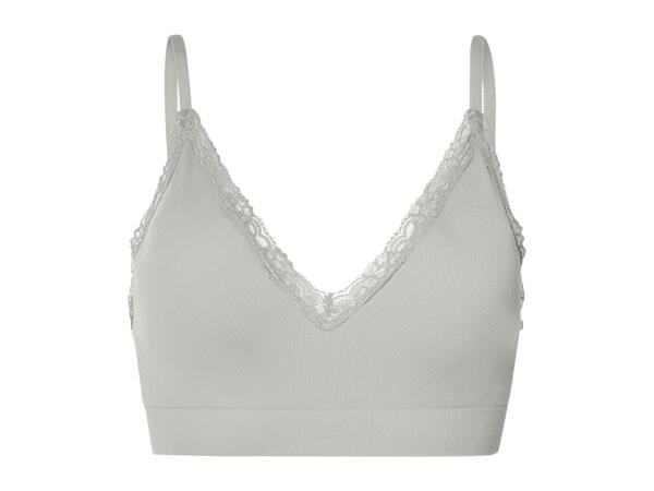 Esmara Ladies' Grey Ribbed Bra With Lace