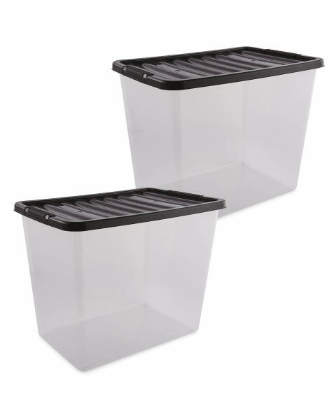 Black 80L Storage Box 2 Pack