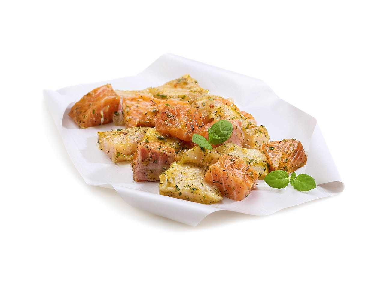 Wok au saumon et au pangasius marinés