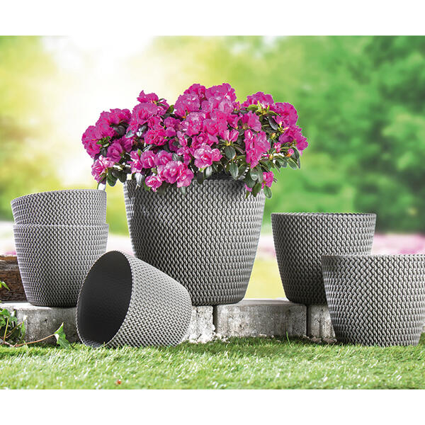 Pot de fleurs "aspect tricoté"