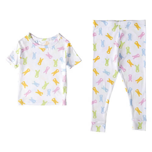Children's Easter Pajama Set - White with Bunnies, XS