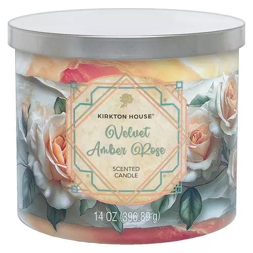 3 Wick Scented Candle - Velvet Amber Rose, 14 oz