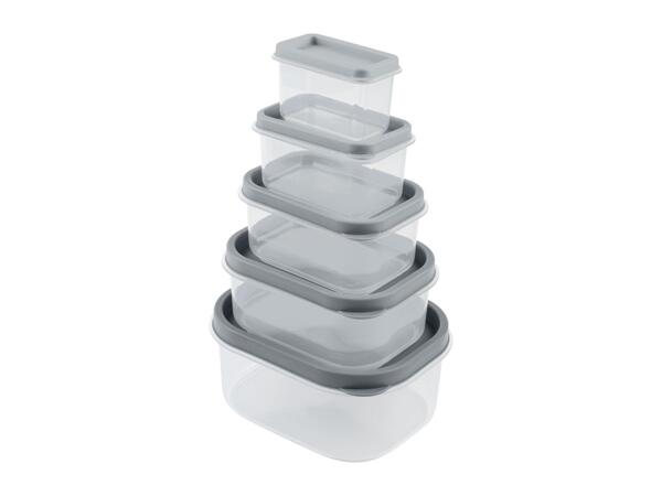 Livarno Home Food Storage Container Set - 5 Piece Set - Rectangular Grey