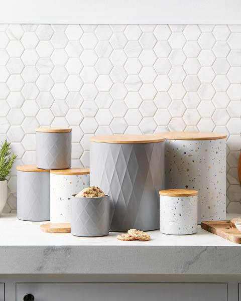 Grey Kitchen Storage Tin 3 Pack