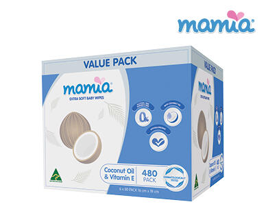Coconut Scented Baby Wipes 6 x 80pk
