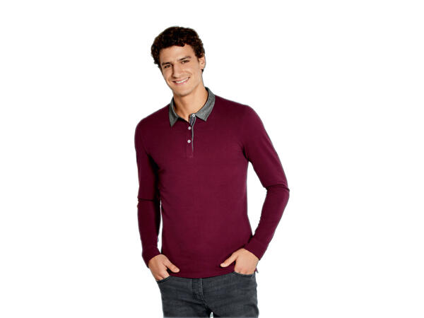 Men's Slim Fit Long-Sleeved Polo Shirt